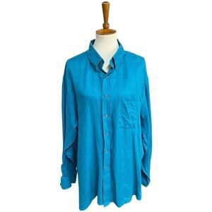 Paul Fredrick Finest Pure Linen Long Sleeve Button Up Shirt Size XXL